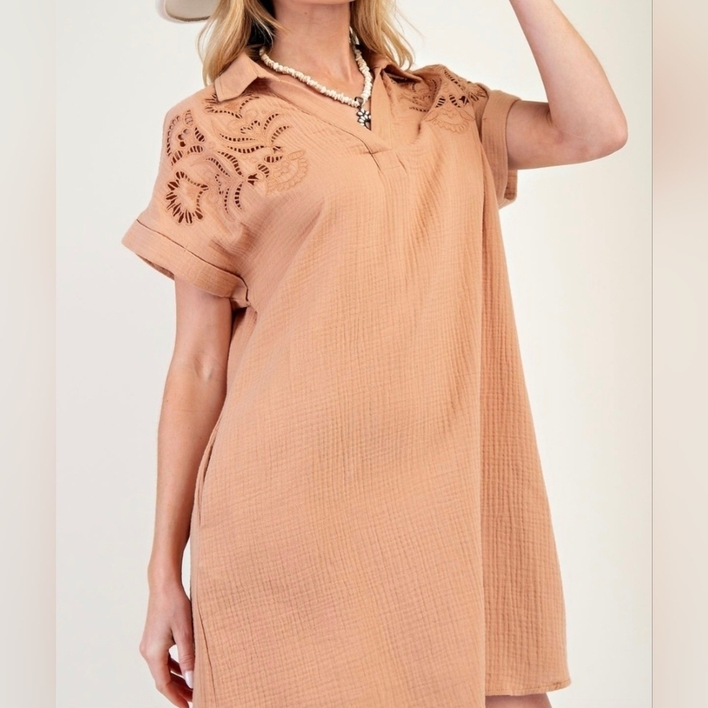 EASEL Embroidered Shirt Dress #484, 485, 486, 487, 489